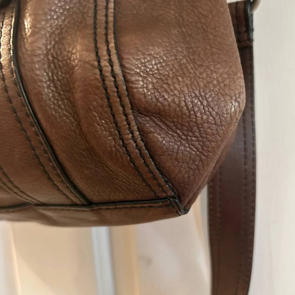 Fossil Brown Leather Satchel with Removable Strap - Picture 6 of 8